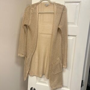 Crochet, Knit, Beige Open Front Cardigan size S/M